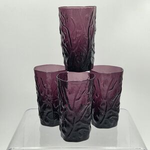 4 Morgantown Seneca Driftwood Plum Purple Amethyst Juice Glasses EXCELLENT Cond